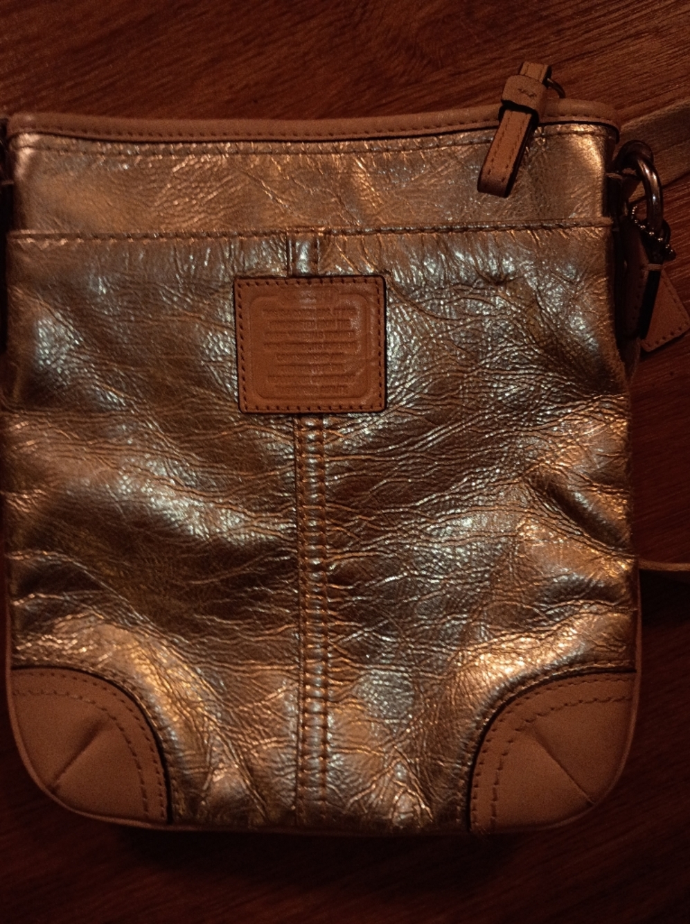 Coach Metallic Crossbody Bag in Bronze-Tone